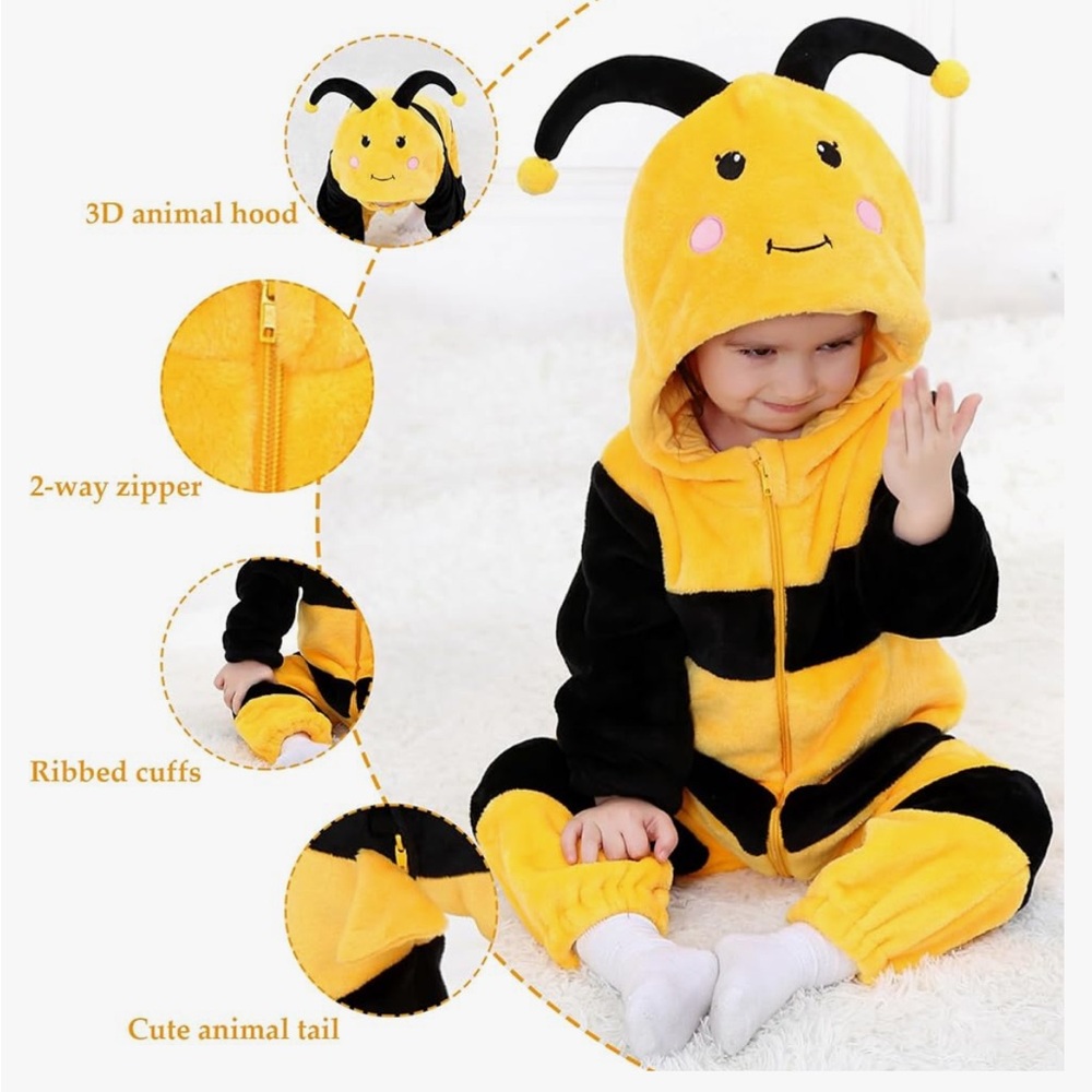 Toddler Bumblebee Onesie Costume - Picture 6 of 9